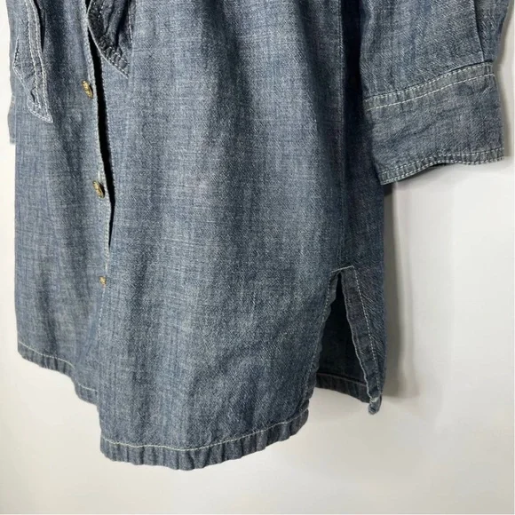 Tory Burch Blue Denim Belted Brigette Demi Shirt Dress Size 0 - Picture 6 of 8